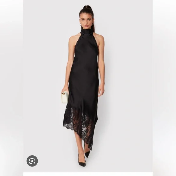 strapless open back dress Silk midi dress with rose print and open shoulders